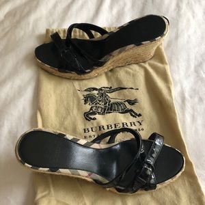 Black Patent Leather Burberry wedges